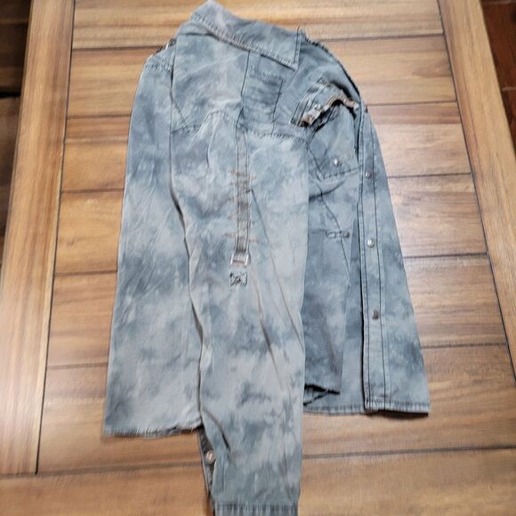 Focus U.S.A. Jeans Inc. Full Metal Snap LS Dark Grey Shirt - Size Large - Picture 4 of 11